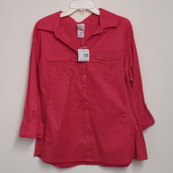 New raspberry pink camp shirt 2x plus 18 20 stretc